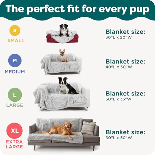 Image of Furhaven Waterproof Throw Blanket for Dogs & Indoor Cats, Reversible Protective Pet Blanket, Extra Large, Long Faux Fur & Velvet, Mist Gray