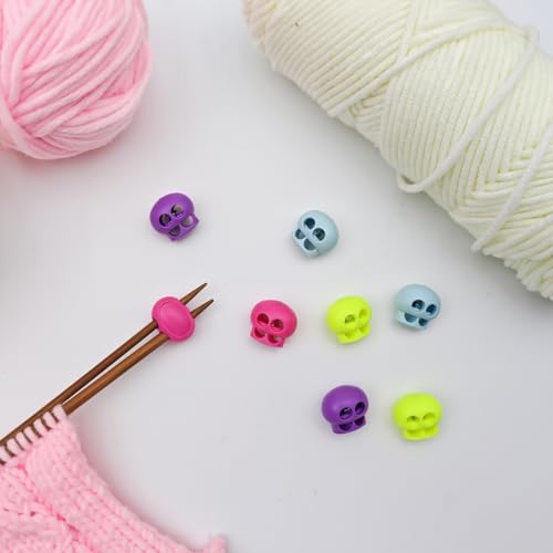 MAGNEECH 8 Pcs Colorful Knitting Needle Stoppers, Double Hole Needle Point Protectors, Huggers - Essential Knitting Accessories in Colorful Hues