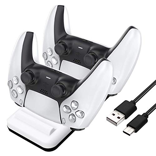 LiNKFOR Station de charge pour manette de PS5 avec câble USB Blanc Cover