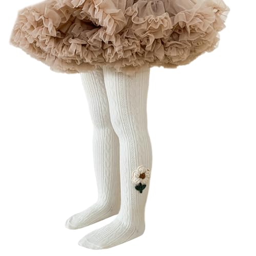 Tights, Fleece Lined Leggings for Girl Lovely Flower Decors Stretch Stockings 3-8Y Autumn Spring Sweet Toddler
