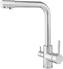 Torneira Monocomando com Filtro Inox Cromada Misturador c/Saída de Água Filtrada p/Bancada Cozinha