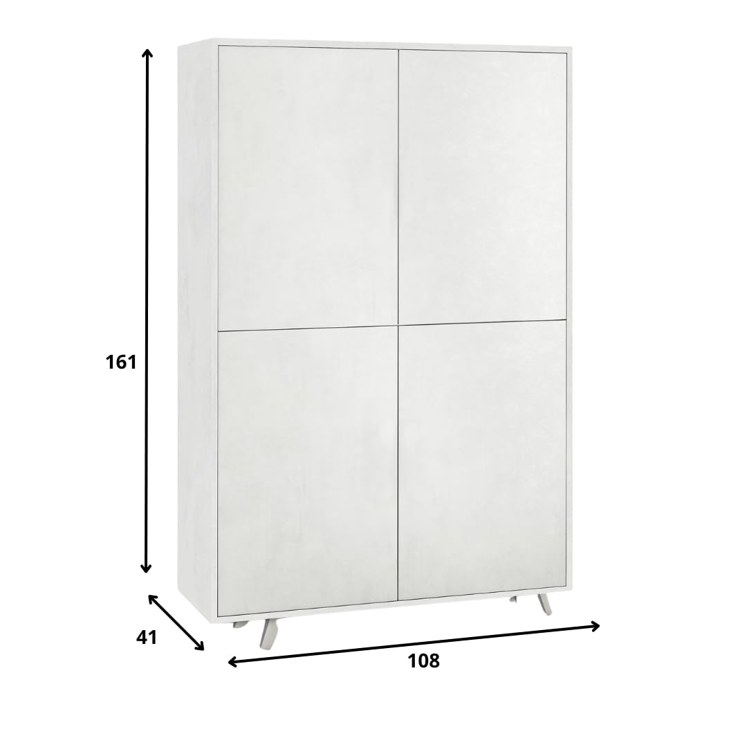Sarmog Mobile Soggiorno 4 Ante, Armadietto Salvaspazio, Madia Moderna, Apertura Push-Pull, Made in Italy, Kit 41x108x161 cm (Ossido Bianco/Ossido Bianco)