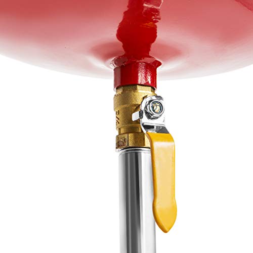 XtremepowerUS 20 Gallon Portable Waste Oil Drain Tank Air Operated Drainage Adjustable Funnel Height with Wheel, Red - Thumbnail 5