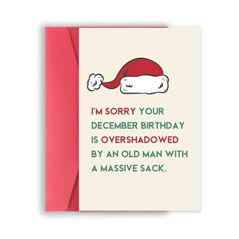 Missonemi Funny December Birthday Card Gift for Women Men, HumorChristmas Birthday Cards Gifts, Cute Xmas Holiday Birthday Cards for Him Her, Best Christmas Birthday Gifts Idea for Kids Cover
