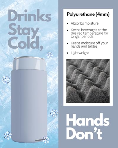 Image of PartyPrints 100 Pack Frost Blank Slim Can Cooler Sleeves | Plain Seltzer Customizable Bulk Coolers for Beer Bottles & 12oz Tall Cans | Skinny Collapsible Drink Insulated Sleeve