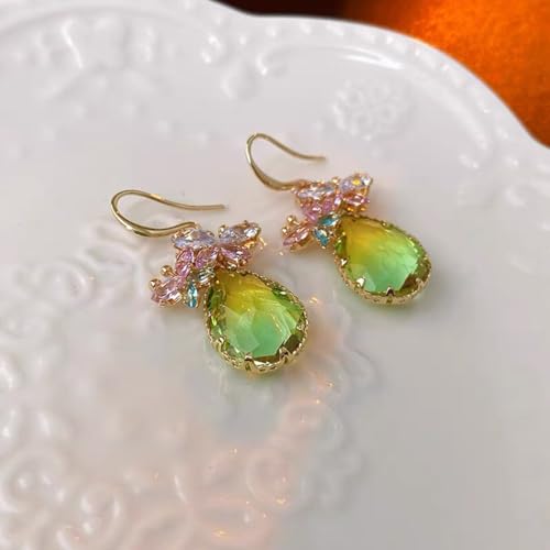 Crystal Teardrop Dangle Butterfly Earrings for Women, Clear CZ Dangling Statement Earrings Jewelry Gift For Party4