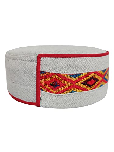 Image of Vastraa Fusion Himachali Topi for Men | Nepali Headwear | Traditional Kullu Cap | Pahadi Topi | Kashmiri Hat | Wool Handcrafted Ethnic Wear