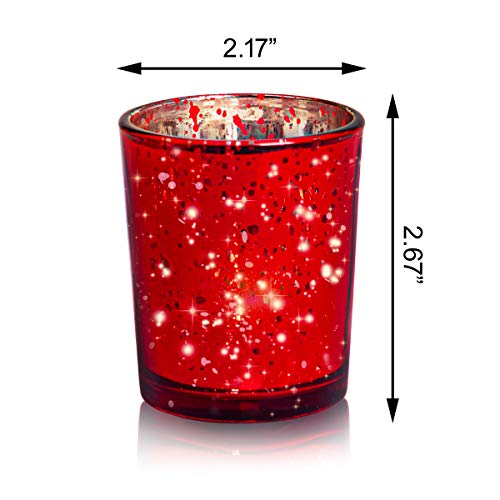 image for Rista Jade 24-Pack Mercury Votive Candle Holders Bulk, Speckled Red Me