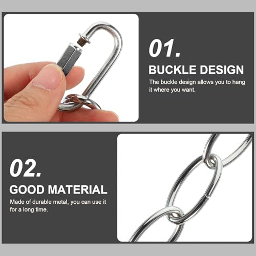 Cadena para lámpara de techo plateada en metal de longitud ajustable 5