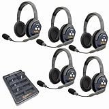 EARTEC Ultralite PRO16 ETP5D Full-Duplex Professional True Wireless Intercom System with 5 Double Headsets (2.4 GHz)