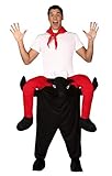 disfraz toro casero Disfraz de toro a hombros en talla L., Incluye pantalon con forma de toro y las piernas rojas de la persona de arriba.