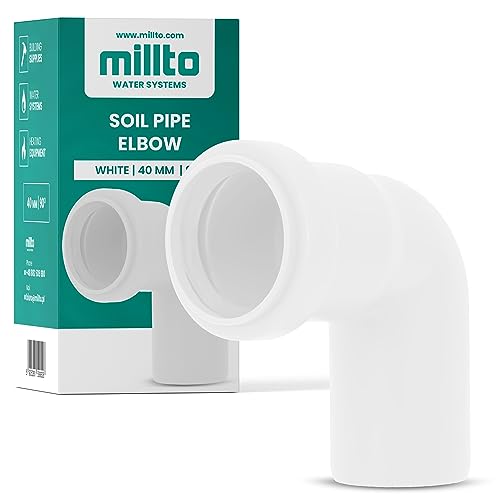 Millto™ Kunststoff Bogen 40x40 mm 90º PP-Bogen Abwasser Installation Rohrbogen Abwassersysteme Abflussrohr Anschluss Kanalisationsrohr Sanitärverbinder Armaturen für Entwässerungssysteme