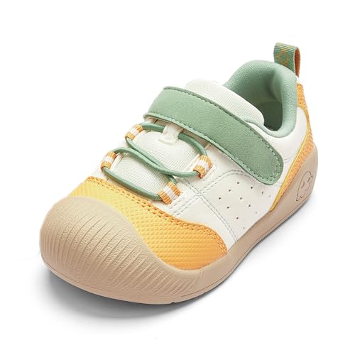 Image of Balabala Girls Boys Toddler Sneakers Wide Toe Box Walking Shoes | Unisex Kids Sneakers with hook-and-loop straps, non-slip soles, soft heel cushion, and flexible support for play