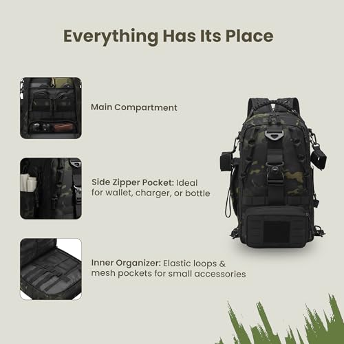 Image of CARRY TRIP Camouflage Tactical Outdoor Pro Backpack, Fits 14-Inch Laptop, Compact Slim Travel Bag,Attached MOLLE Pouch for Hiking, Camping & Trekking(13.6 Litre)