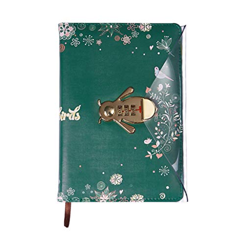 Ixkbiced Blumen-Notizbuch mit Passwortschloss, Leder, Reise-Skizzier-Tagebuch, Planer, Notizblock für Geschäftsschreiben Cover
