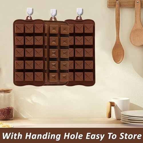 Image of MoldBerry Silicone Chocolate Mould Set of 4 - Square, Round & Triangle Candy‑Jelly Chocolate Making Moulds - Flexible, Non‑Stick Baking Tray for Chocolate, Candy, Jelly