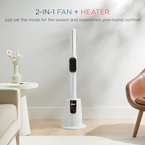 Image of Shark TurboBlade Cool + Heat - 2-in-1 Bladeless Tower Fan & Space Heater for Customizable Year-Round Indoor Use, Bedroom, Living Room, & Office | Powerful Cooling + Rapid Room Heating, Dove, TH202WH