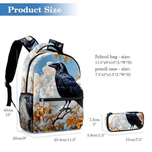 Sac à dos daypack corbeau multicolore 2 pièces avec grand volume