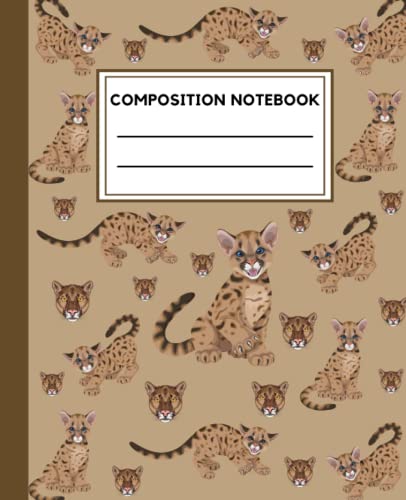 Composition Notebook: Wide Rule :Cougar Cover : Animal Composition Notebooks for Primary School, for Kids : Lined Notebooks and Journals: A Notebook that Fits with Your Child's Preferences.