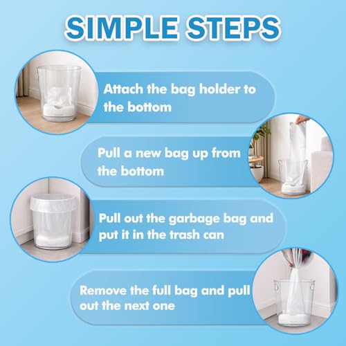 Image of Teivio 4 Gallon Trash Bags with In-Bin Dispenser, 150 Count | 15% thicker bathroom garbage bags, sturdy waste basket liners with dispenser for leak-resistant, easy refills.