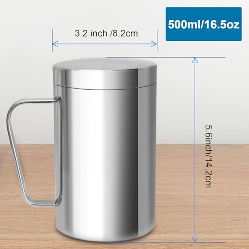Taza de Acero Inoxidable 500ml con Tapa y Asa miniatura 5