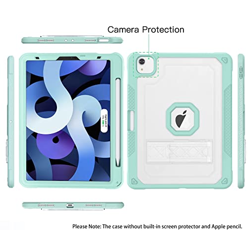 Zonefoker For Ipad Air 5Th/4Th Generation Case (2022/2021), Ipad Pro 11 Inch Case (3Rd/2Nd Gen/2018), Ipad Air 10.9 Case With Pencil Holder/Stand, Hard Sturdy Slim Air 4 Cover For Girls, Light Green #TOP6