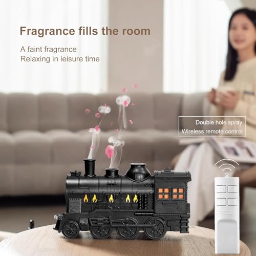 Image of KIMEE Essential Oil Diffuser, 300ml Train Diffusers for Essential Oils Large Room,Aromatherapy Diffuser Cool Mist with 2 Light 2 Mist Mode Auto Shut-Off for Home Office Hotel