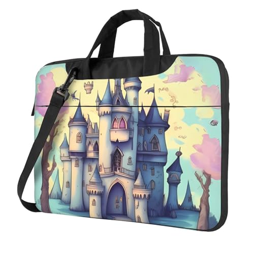 Sacoche ordinateur portable avec poignée Fairytale Castle housse bandoulière grise