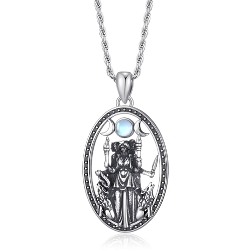 TALYKONG Hecate Triple Moon Goddess Necklace Witch Jewelry for Women