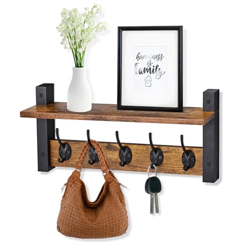 Sorbus Coat Hooks Wall Mount with Shelf – 16 Inch
