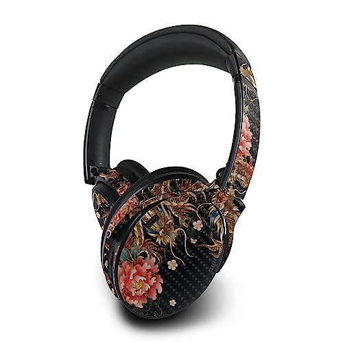 Image of MightySkins Carbon Fiber Skin Compatible with Bose QuietComfort 45 Headphones Stitch Dragons | Protective, Durable Textured Carbon Fiber Finish | Easy to Apply | Made in The USA