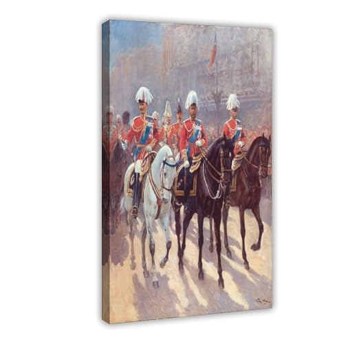 Tableau Roi George V en procession : Une impression sur toile historique par Woodville