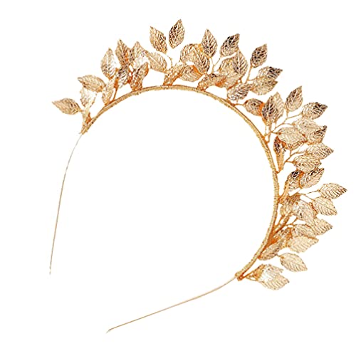 Lurrose Headband Bridal Leaf Tiara Headband Leaf Vine Hair Hoop Vinatge Branch Hairband for Costume Wedding Bridal Headpieces Golden