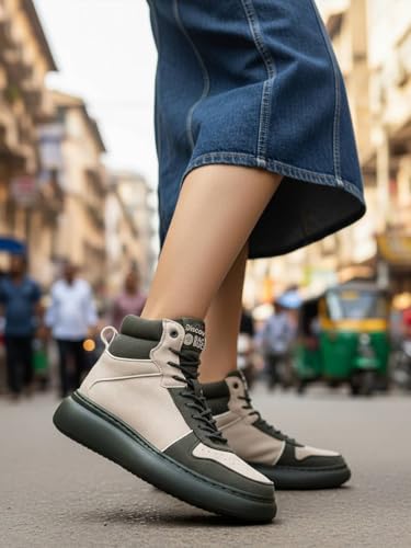 Image of Bacca Bucci x Discovery Noir Women's High-Top Sneakers - Premium Suede & PU Urban Adventure Shoes