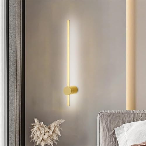 Moderna tira de luz LED lineal de 40 cm, giratoria, accesorio de metal nórdico para dormitorio y sala de estar, luz blanca dorada y elegante decoración de interiores
