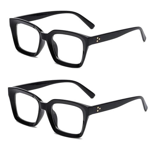 Image of Classic Clear Lens Glasses for Women Men Thick Square Frame Eyewear Non Prescription Eyeglasses 2 Pack