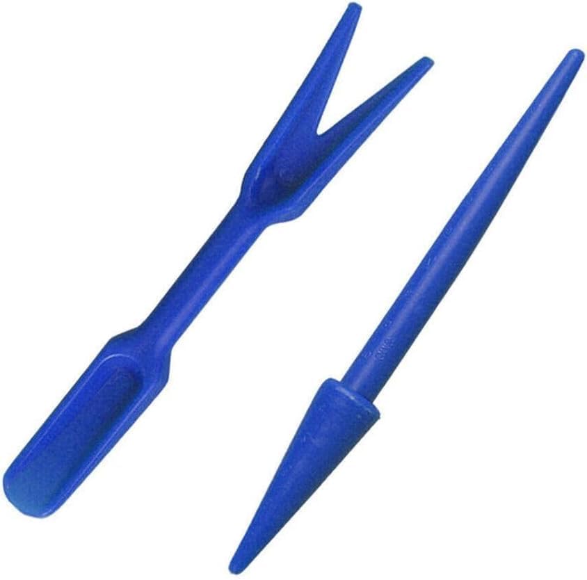 Set de 2 mini herramientas para jardín de plástico azul miniatura 1