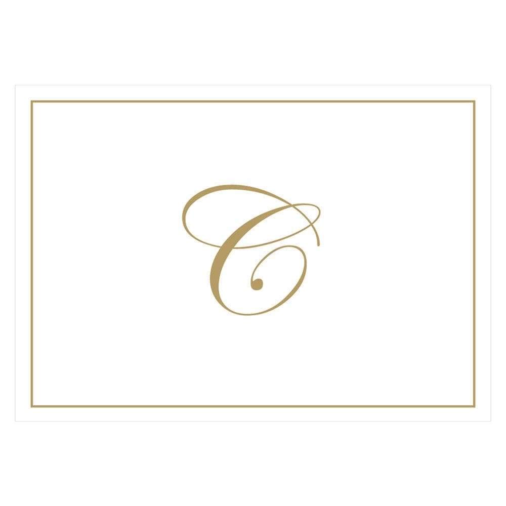 Caspari Gold Embossed Initials Boxed Note Cards in Letter C, 8 Cards &amp; Envelopes