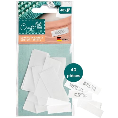 Étiquettes coton COLOP Craft Labeler | 40 pcs | Blanc | Marquage vêtements