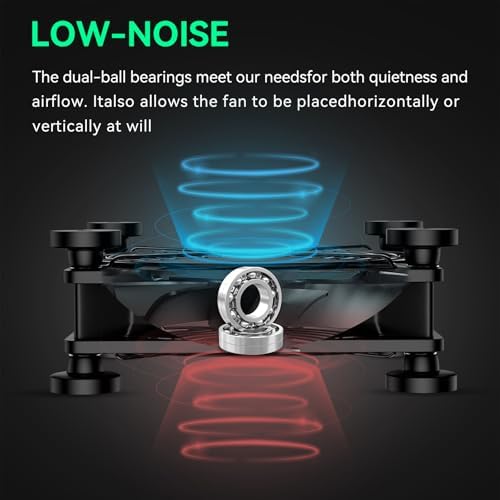 Easy Cloud 120mm USB Fan, USB Computer Fan with 3 Speeds Controller Small PC Cooling Fans for Cabinet Case Server TV Receiver Router DVR Xbox Cooler, 2Pcs - 1