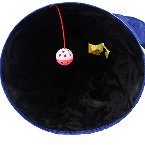 Tunnel pour chat d'intérieur pliable en polyester avec jouet bruissant intégré