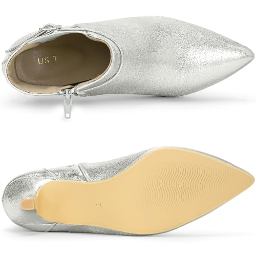 Allegra K Women's Pointed Toe Chelsea Kitten Heels Ankle Boots4