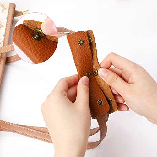 2 Pcs Luggage Handle Wrap Cover Leather Handbag Grip Protector With Brass Clasp Purse Strap Pad For Shopping Bag Travel Bag Suitcase Tote Bag (Brown) #TOP5