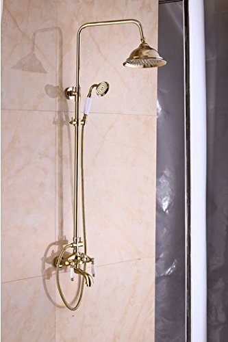 Robinet mitigeur de baignoire en laiton avec douche pluie Gowe et double poignées