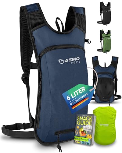 SASMO® Fahrradrucksack klein 6L (Blau) - Thermofach & Helmnetz | MTB Rucksack & Skirucksack - Ultraleicht 350g | Fahrrad Rucksack wasserdicht - inkl. Regenschutz | Fahrradrucksack Herren & Damen