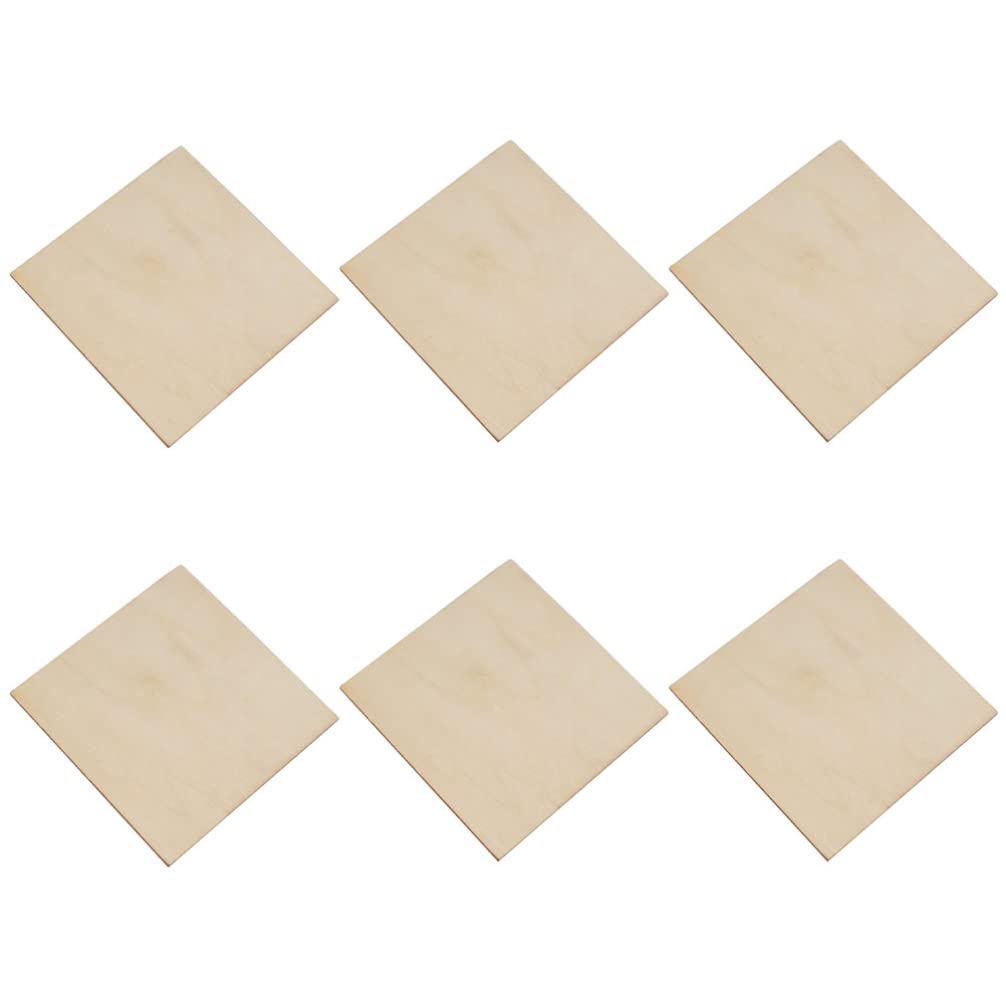 Ciieeo 6 Piezas Decoración Astillas De Madera Sin Terminar Láminas Cuadradas De Madera Para Proyectos De Bricolaje y Pintura