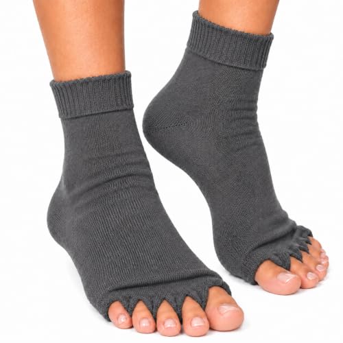 Image of Vn care Alignment Socks for Women & Men | Toe Separator for Pain Relief | Plantar Fasciitis Support | Stretch Five-Toe Design for Improved Comfort & Natural Toe Spacing | 1 Pair (dark grey, 2 Pair)