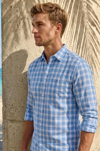 Image of Louis Philippe Men's Slim Fit Premium Cotton Easy Care, Soft Handfeel Full Sleeve Checks Casual Shirt