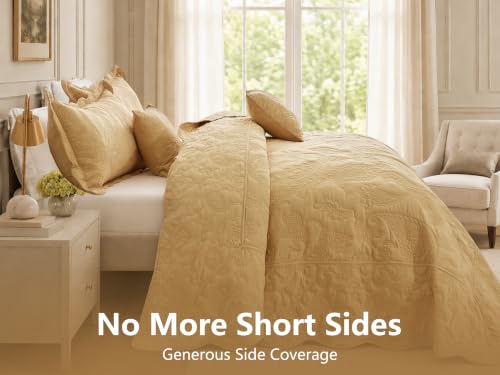 Image of HZ & HY Oversized Alaskan King Bedspreads 138x122, Paisley, Honey Gold