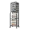 Simple Trending 12 Tier Rolling File Cart,Desk File Organizer with Sliding Trays and Wetal Mesh Paper Letter Storage Multi Functional Rolling Clutter Cart for Office, Home, School, Black